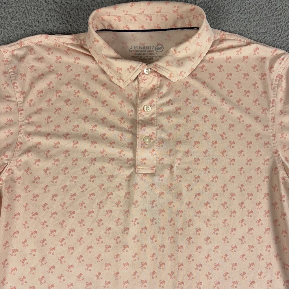 Vineyard Vines Jim Nantz Polo Shirt Men L Pink Palmero Brrr Cocktail Performance